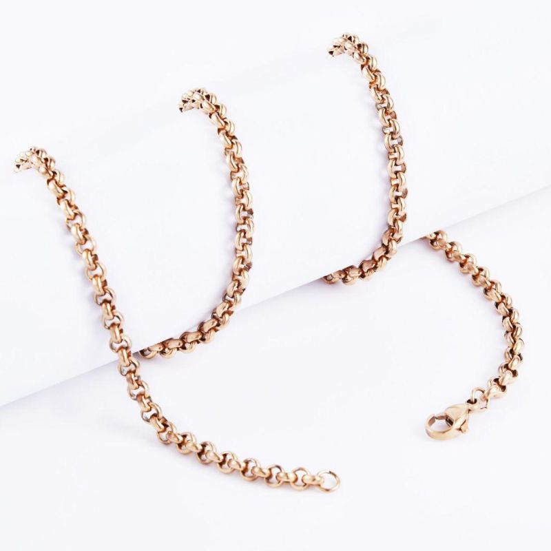 High Quality Classic Gold Plated Belcher Rolo Chain Stainless Steel Necklace Bracelet Anklet Fashion Jewelry for Men