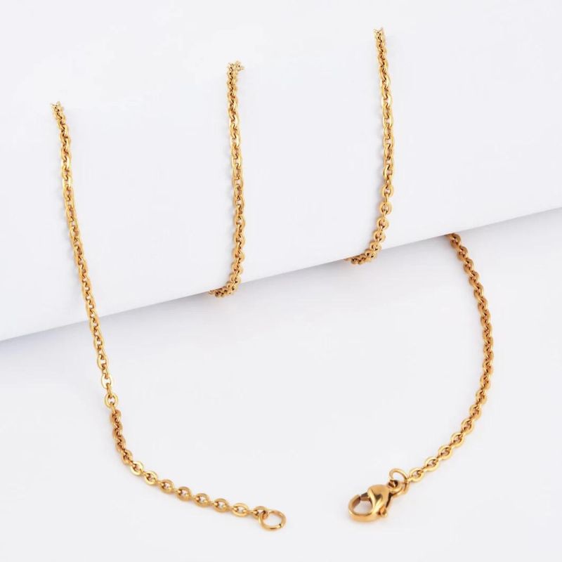 Women Fashion Necklace Stainless Steel Gold Plated Finished Flat Cable Chain Lady Bracelet Anklet Jewellery