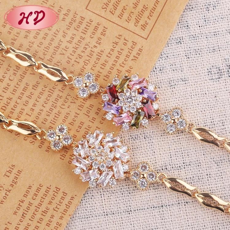 Customizable Charm Snowflake Crystals Copper Gold Bracelet for Women