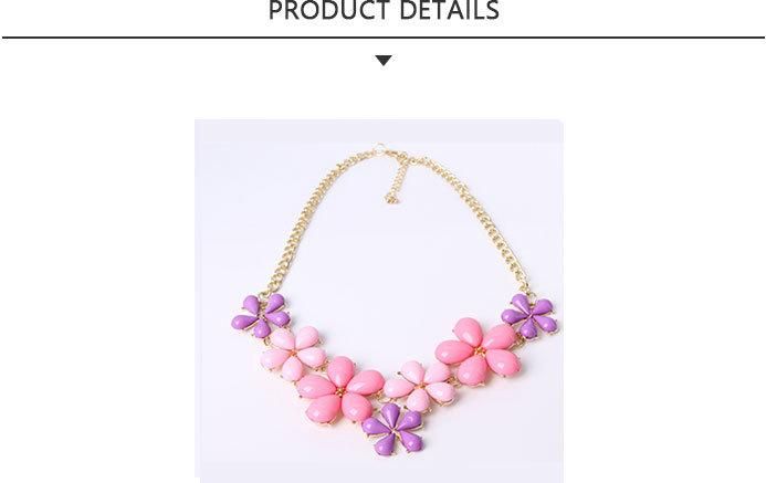 2020 Most Popular Gold Pendant Necklace with Pink Flowers