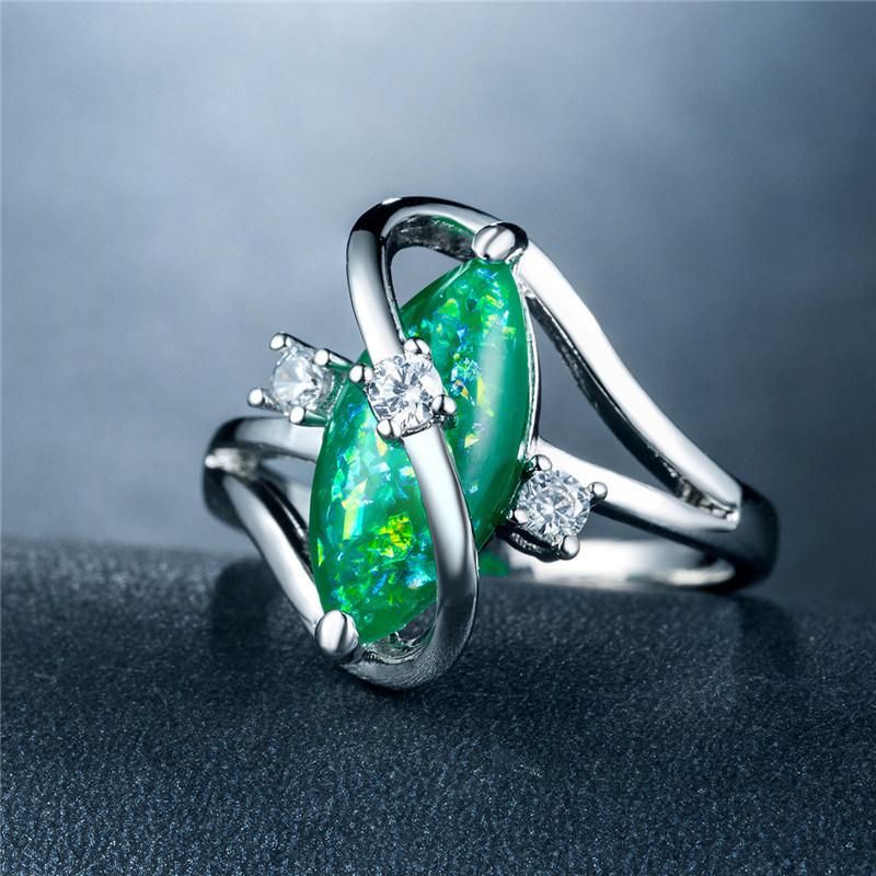 Fashion Ring Imitation Australian Gem Copper Plated Platinum Zircon Ring