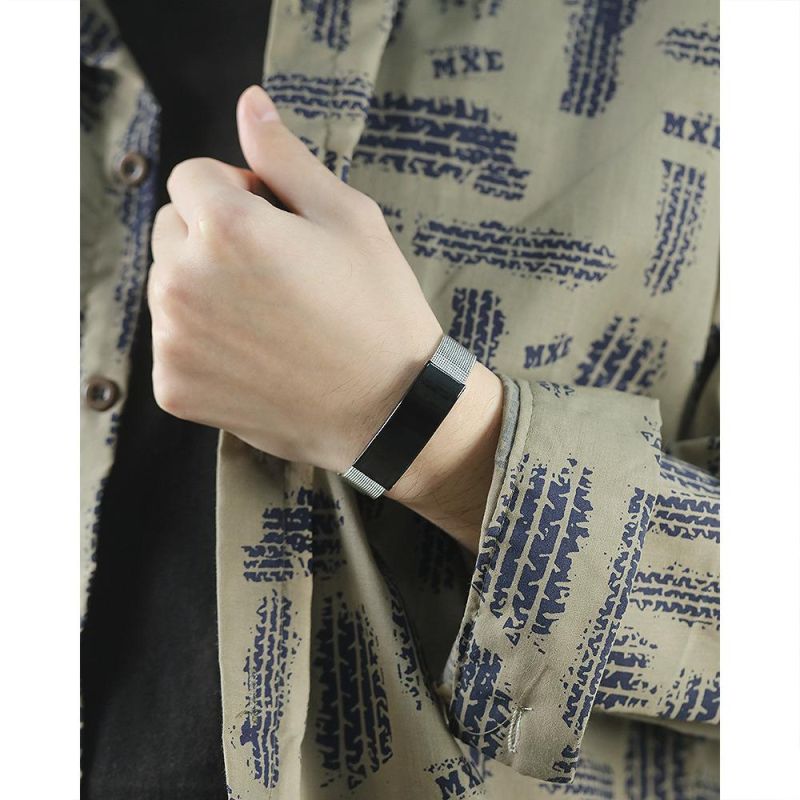 2022 Stylish Men Stainless Steel Stretch Mesh ID Bracelets Custom Jewelry Personalize Engrave Stainless Steel Wrist Gifts for Men/Boy