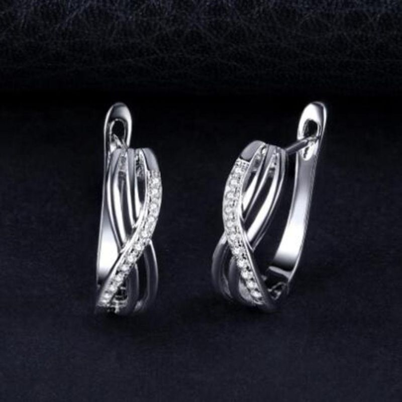 925 Sterling Silver Love Infinity English Lock Earring Pendiente Fashion Jewelry for Women