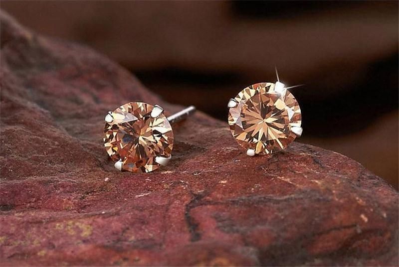 Fashion Jewelry Four Claws Zircon 925 Sterling Silver Stud Earrings