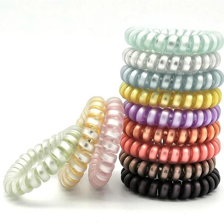 Wholesale 24 Colors Telephone Wire Hair Tie Spring Hair Tie Coil Hair Band