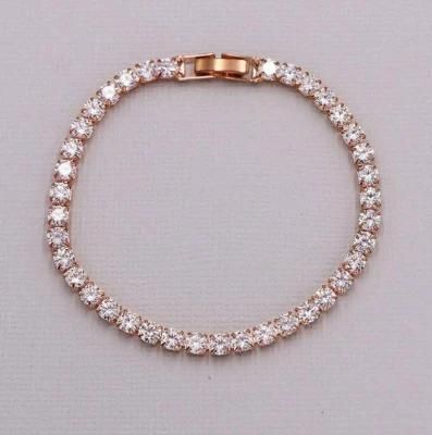 Hot Sale CZ Cubic Zirconia Rose Gold Bridal Bracelet, Wedding Bracelet, Bridal Jewelry, Wedding Jewelry,