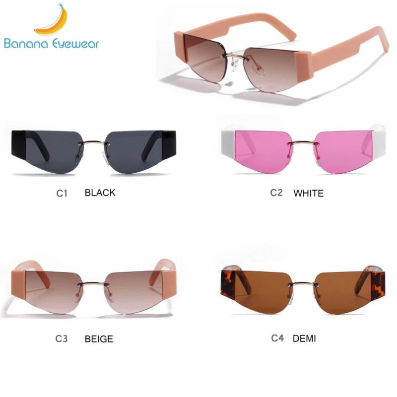 Fashion Design China Manufacturer Frameless Cat Eye Sunglasses Popular New Retro Vintage Colors Trendy Sunglasses for Women′s