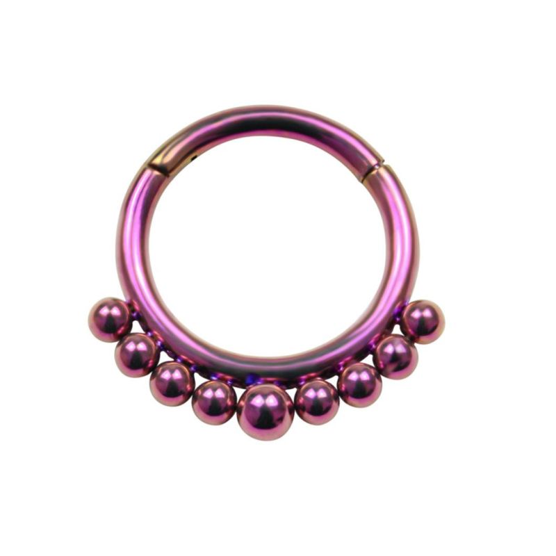 Eternal Metal ASTM F136 Titanium All Outer Graduated Balls Hinged Segment Ring Body Jewelry