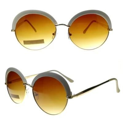 Round Half Frame Metal Sunglasses