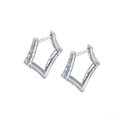 925 Silver and Brass Wholesale Elegant Rhombus Shaped Earrings for Girls