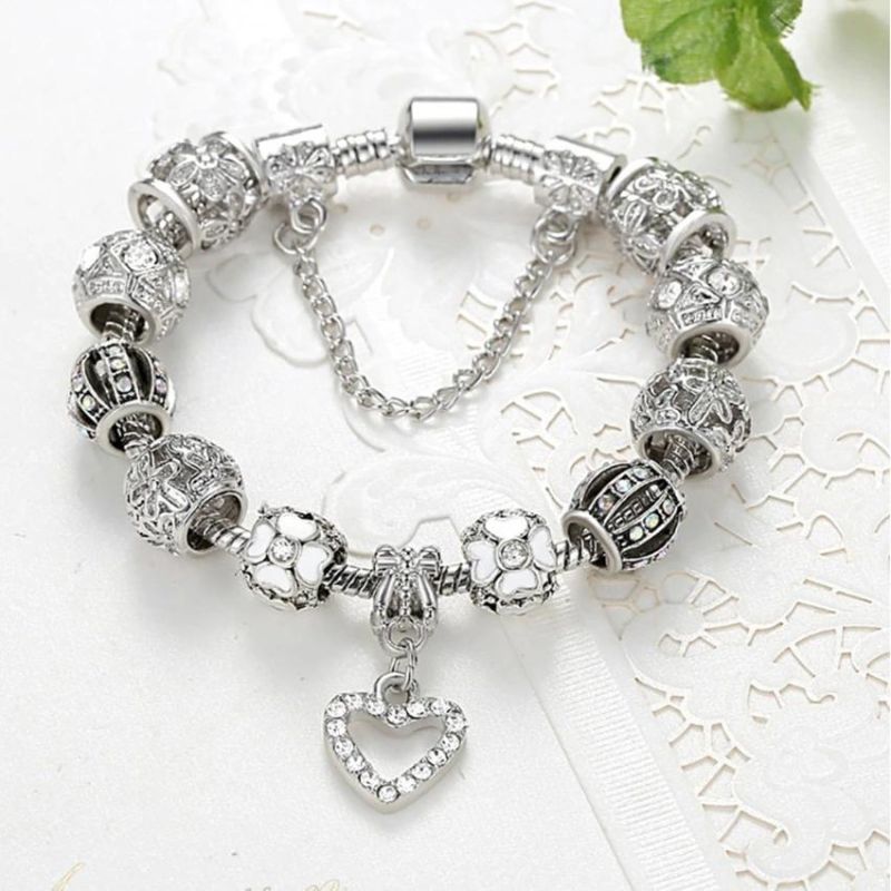 Silver Crystal Luxury Brand Women Charm Bracelet Jewelry Gift