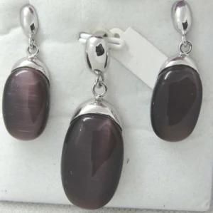 Fashion Stainless Steel Jewelry Set with Stone (ST1005)
