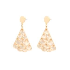 Fashion Jewelry Women Accessoires Gold Plated Laser Cut Thin Metal Earrings