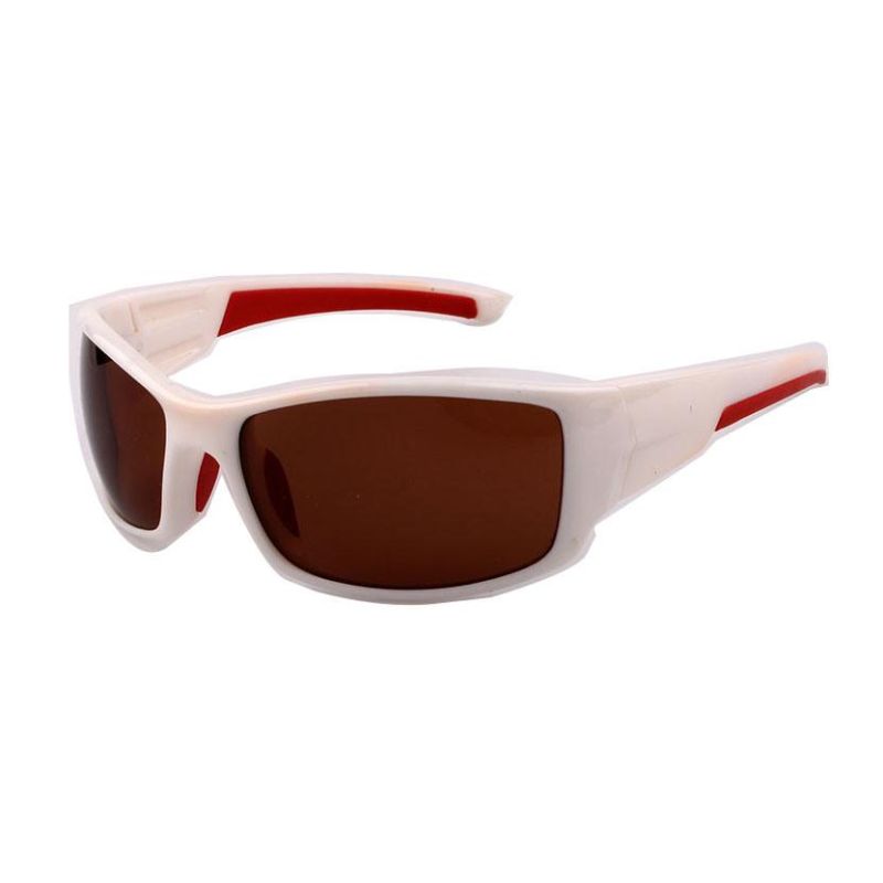 Unisex White Sport Sunglasses with Red Nose Pad