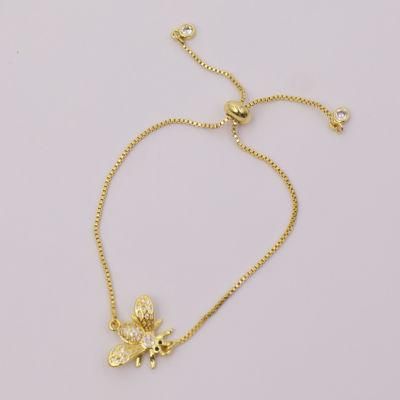 Fashion Adjustable Jewelry 18K Gold Plated Clover Pendant Bracelet