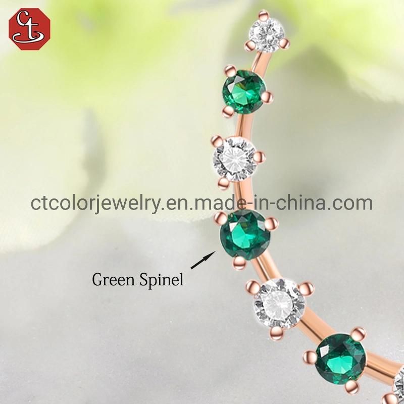 Fashion Accessories large round earrings green spinel silver Jewellery for Women