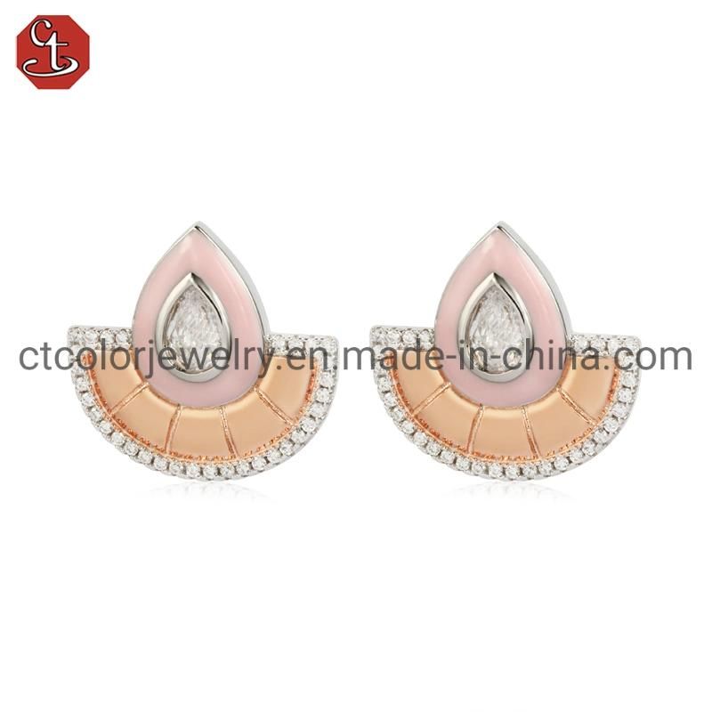 925 Sterling Silver Brass Earrings Enamel Fashion Jewelry