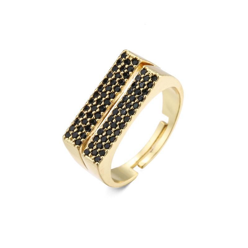 Fashion Geometry Double Row Color Zirconia Open Ring