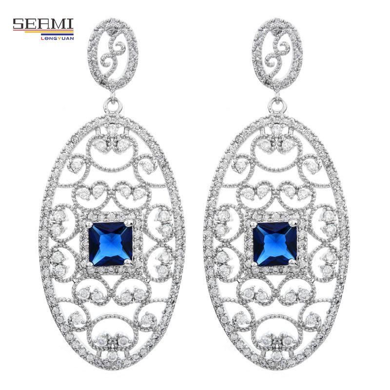 Women′ S Fashion Long Oval Zircon Earrings