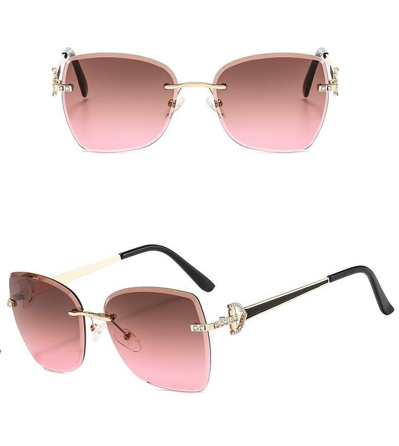 New Style Diamond-Encrusted Frameless Cut-Edge Square Women Sunglasses