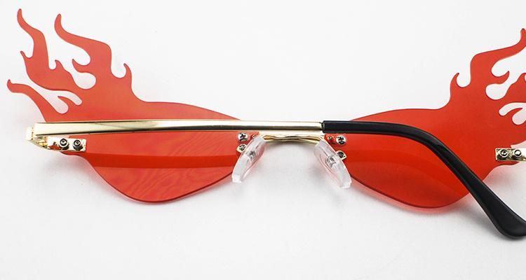 Flame Shaped Custom Logo Ready Frameless Women Sunglasses