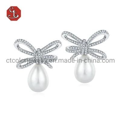 925 Silver Jewellery Butterfly Line Shape Shell Pearl Fashion Earring