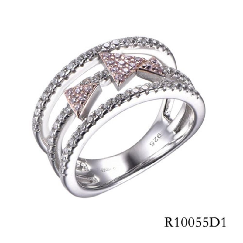 Line Style Silver with CZ Three Arrows Ring