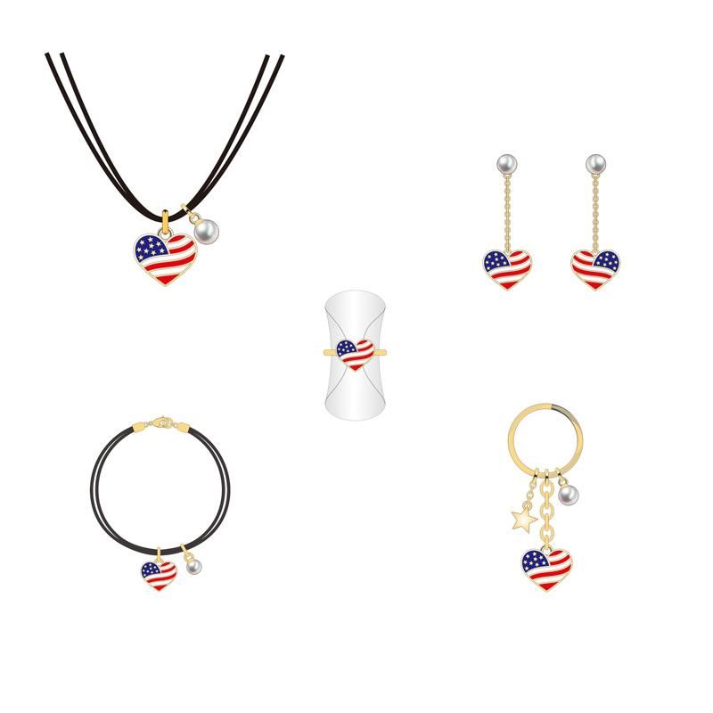 Chinese Manufacturer Heart-Shaped The National Flag Jewelry Set