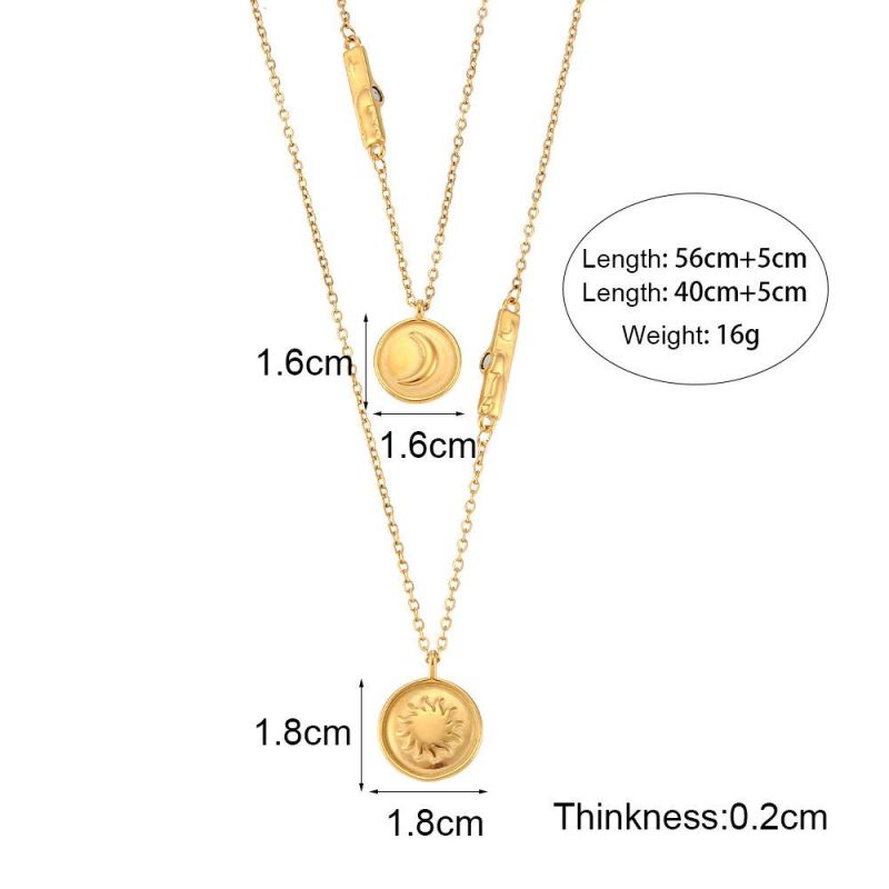 Factory Customized Fashion Jewelry Ins Fashion Hot Selling Simple Personalized Pendant Jewelry Women′s Stainless Steel Sun Moon Magnet Necklace Set