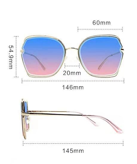 Blue Block Superhot Eyewear 2020 UV400 Oversized Shades Sun Glasses Women Female Lady Metal Sunglass