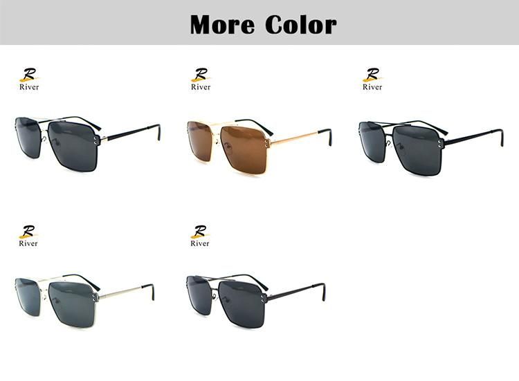 2020 Flat Top Handsome Metal Frame Stock Polarized Men Sunglasses