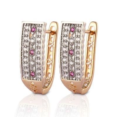 Women 18K 14K Gold Plated Fashion Costume Imitation Jewelry with CZ Pearl Huggie Hoop Earring