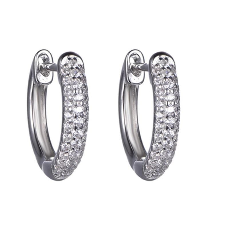 925 Silver or Brass CZ Simple Round Wedding Earring for Ladies