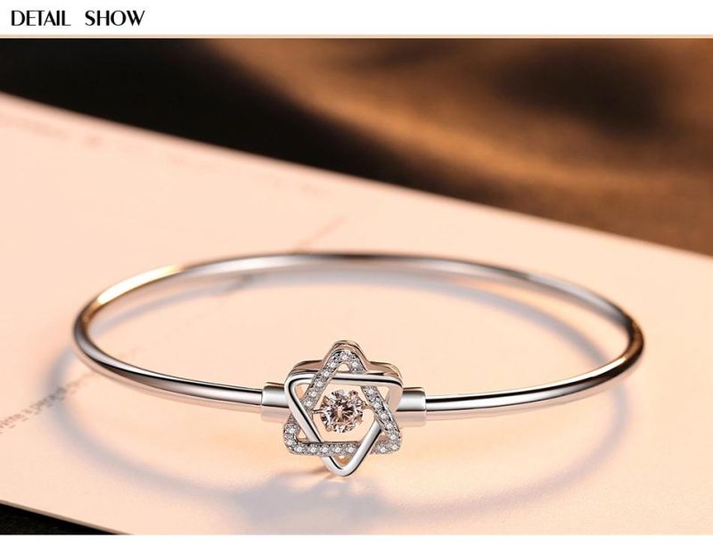 Fashion Six-Pointed Star Zircon Sliver Women and Men Bracelet
