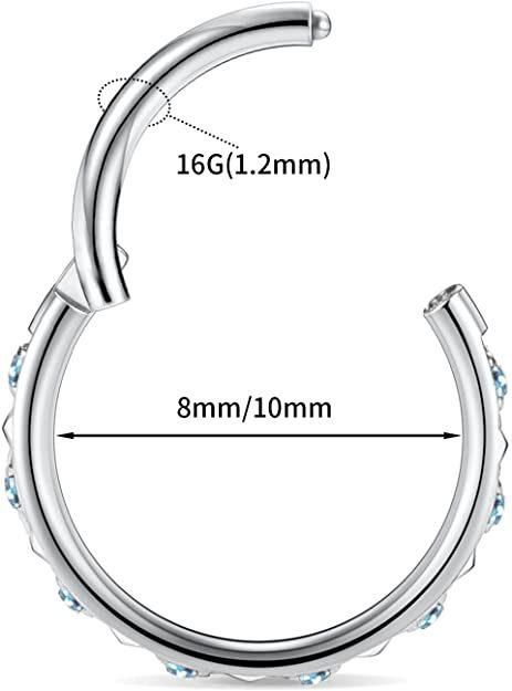 ASTM F136 Titanium Pyramid+ Setting CZ Body Piercing Jewelry Hinged Segment Ring