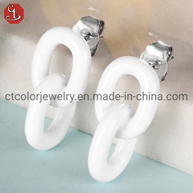 OEM/ODM Multicolor Enamel 925 Sterling Silver and Brass Earring