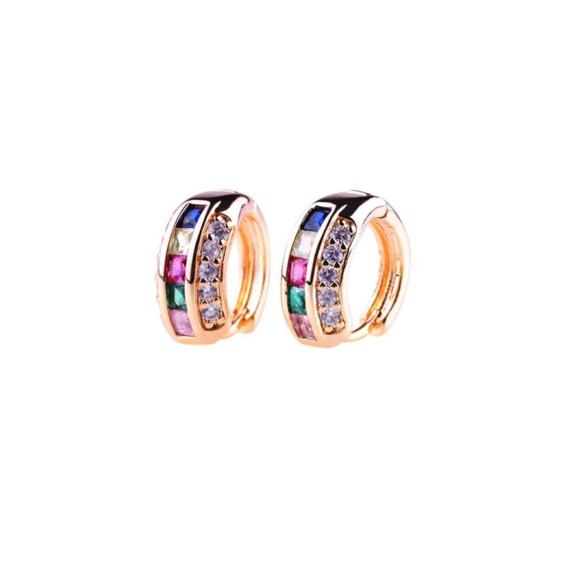 Lady 14K 18K Gold Plated Imitation Oro Laminado Crystal Earrings for Party Decoration