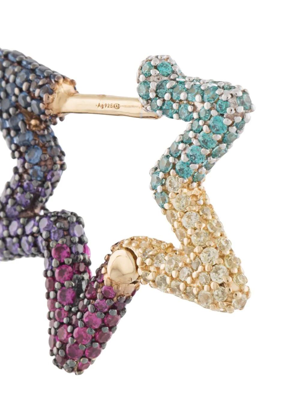 Fashion Color Diamond Five-Pointed Star Earrings Jewelry