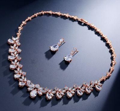 Luxury Bridal Wedding CZ Necklace Jewelry, Fashion Necklace Jewelry Set, Prom Necklace Jewelry Set