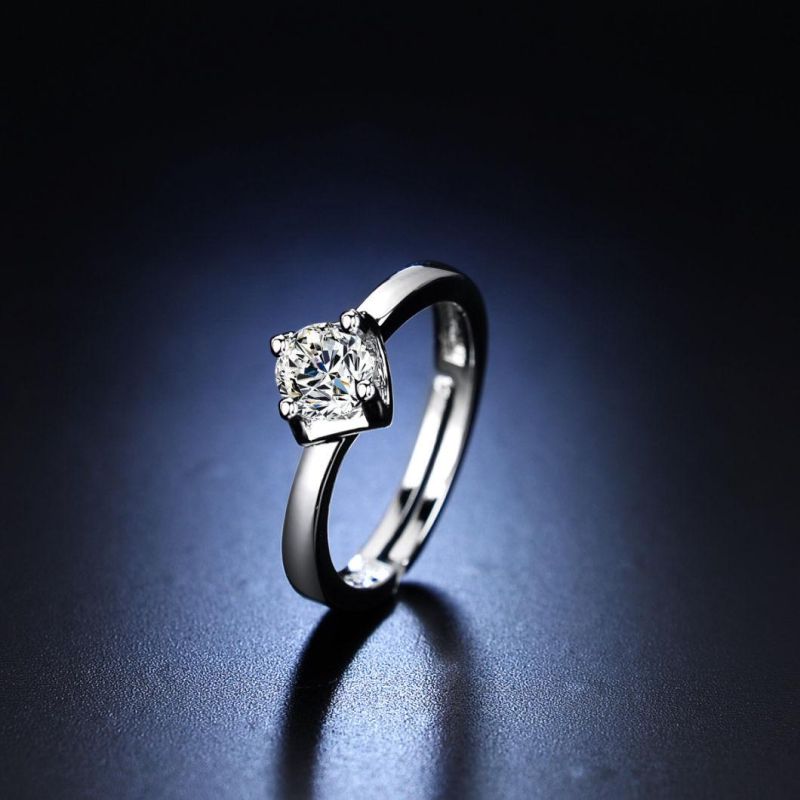 Adjustable Ring Female Six Claw One Carat Imitation Mossangstone Ring