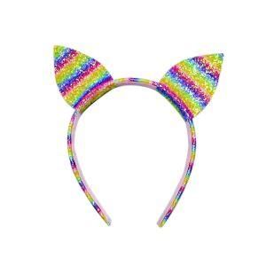 Rainbow Cute Cat Ear Headbands with Shiny Glitter
