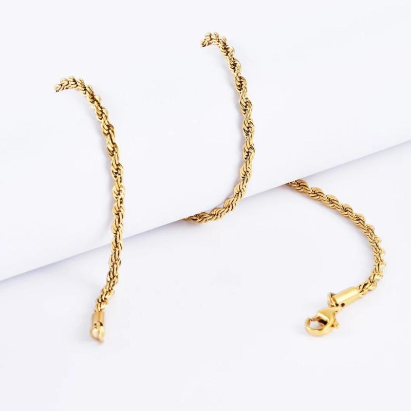 Wholesale 14K Gold Plated Twist Curb Necklace Jewelry for Women Fashion Wearing