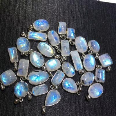 Wholesale Blue Moon Stone Pendant 925 Sterling Silver Inlaid China Donghai Crystal