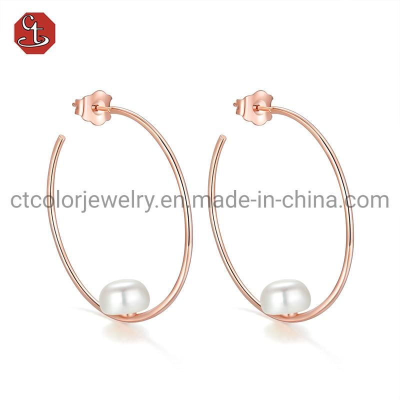 CT Color Jewelry Fashion jewelry 925 Sterling Silver Fresh water Pearl Engagement and Wedding Earrings Fine Jewelry for Women