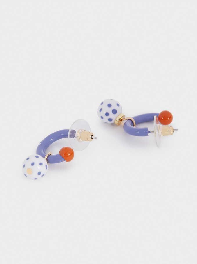 Women Fashion Jewelry Acrylic Small Hoop Earrings with Ball Pendants