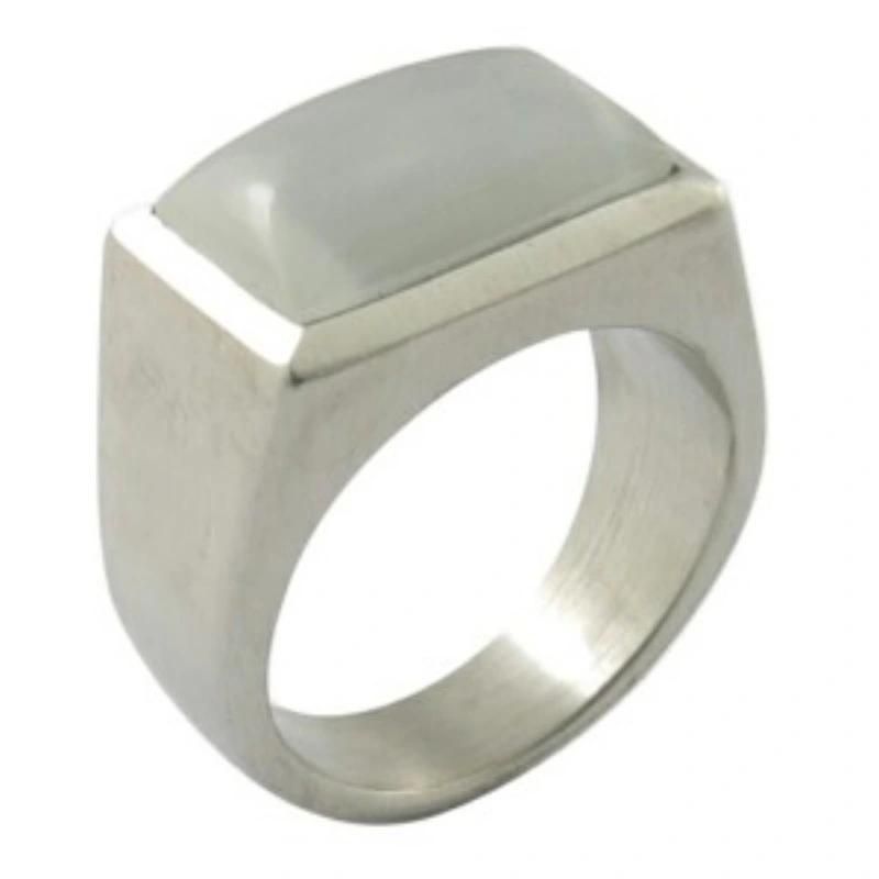 White Glass Stone Square Shape Rings