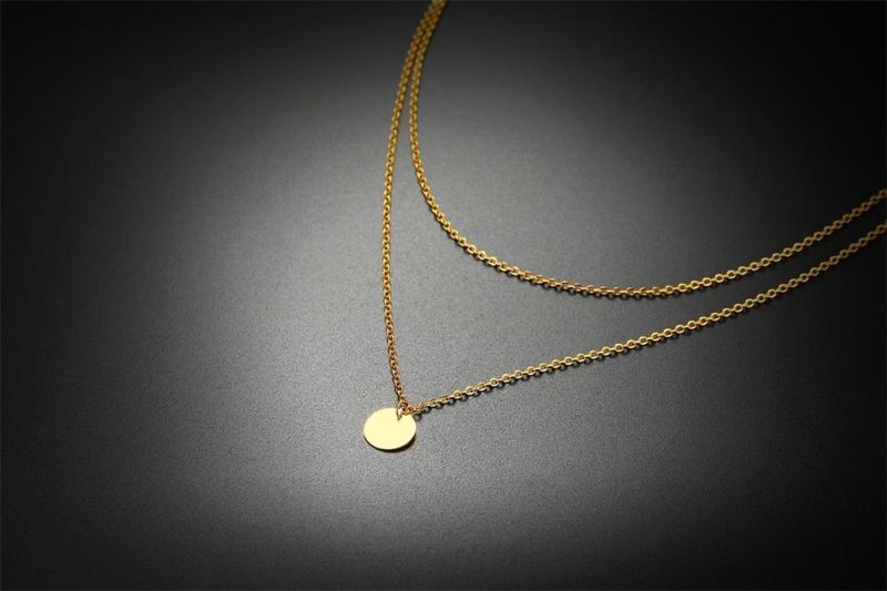 316 Stainless Steel Blank 18K Gold Round Circle Tag Necklace