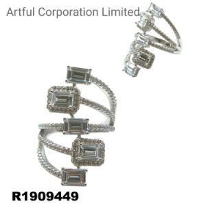 925 Silver &amp; CZ Rhodium Plated Ring Fashion Jewelry Jewellery
