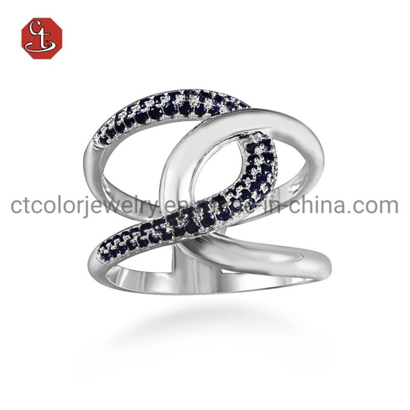 Multi Twisted Silver Ring Pave CZ Custom Jewelry Spiral 925 Sterling Rings for Men