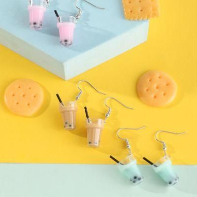 3 Pair/Set Wholesale Fashion Colourful Milk Tea Earrings Resin Earrings Acrylic for Girls